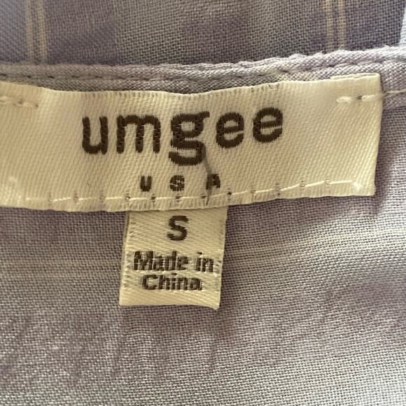 Umgee Pale Lavender Wrap Front Top Stripes Tiered Bell Sleeves Hi-Low SMALL Boho - Picture 8 of 9